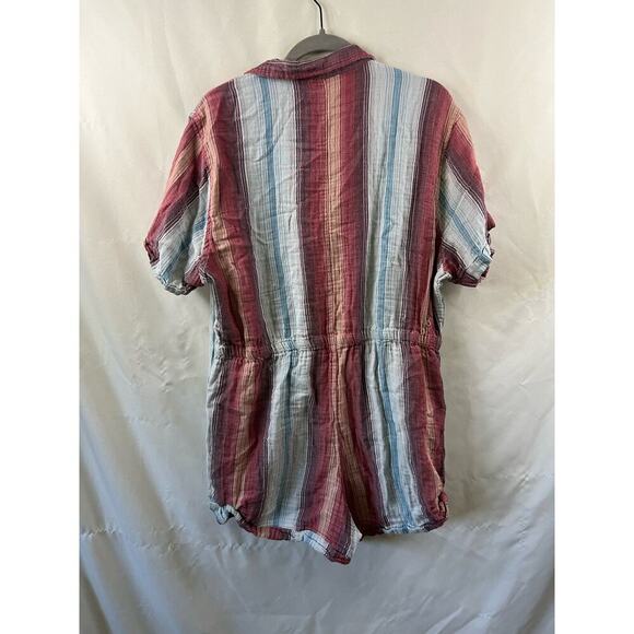 Earthbound Womens Striped Button Down Short Sleeve Romper Size XL - Picture 4 of 5